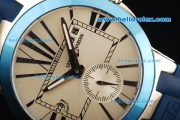 Ulysse Nardin Dual Time Automatic Movement Steel Case with Silver Dial and Blue Rubber Strap