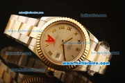 Rolex Datejust II Swiss ETA 2836 Automatic Full Steel with Yellow Gold Bezel and Silver Dial-Roman Markers/Two Tone Strap