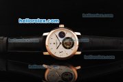 Vacheron Constantin Tourbillon Swiss Manual Winding Movement Rose Gold Case with White Dial and Moon Phase