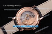 Audemars Piguet Jules Audemars Clone AP Calibre 3120 Automatic Rose Gold Case with Black Dial Roman Numeral Markers and Black Leather Strap (EF)