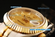 Rolex Datejust Automatic Movement ETA Coating Case with Gold Dial and Diamond Markers-Two Tone Strap