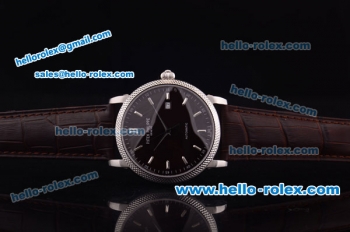 Patek Philippe Calatrava Swiss ETA 2824 Automatic Steel Case with Black Dial and Brown Leather Strap