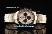 Rolex Daytona Chronograph Swiss Valjoux 7750 Automatic Movement Steel Case with White Dial and Arabic Numerals-Black Bezel