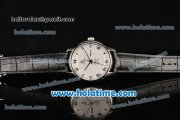 Omega De Ville Co-Axial Annual Calendar Clone 8500 Automatic Steel Case with Blue Roman Numeral Markers and White Dial - 1:1 Original