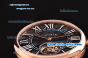 Cartier Rotonde De Tourbillon ST22 Automatic Rose Gold Case with Black Dial and Black Leather Strap