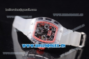 Richard Mille RM 011 Felipe Massa Flyback Chronograph Swiss Valjoux 7750 Automatic Sapphire Crystal Case with Skeleton Dial Red Inner Bezel and Aerospace Nano Translucent Strap