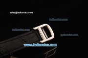 Cartier Santos Miyota Quartz Movement Steel Case with White Dial and Black Leather Strap