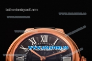 Cartier Ballon Bleu De Small Swiss Quartz Rose Gold Case with Black Dial White Roman Numeral Markers and Black Leather Strap