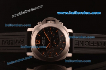 Panerai Chrono Pam 224 Luminor Daylight Automatic Steel Case with Black Dial and Orange Markers-7750 Coating