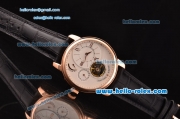 Patek Philippe Complications ST22 Automatic Rose Gold Case with Gold Markers Black Leather Strap and White Dial