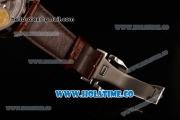 IWC Portuguese Asia Automatic Steel Case with Rose Gold Arabic Numeral Markers White Dial and Brown Leather Strap