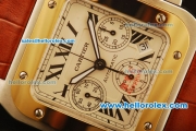 Cartier Santos 100 Swiss Valjoux 7753 Automatic Steel Case with Gold Bezel and Brown Leather Strap - 1:1 Original