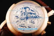 Vacheron Constantin Automatic Movement Rose Gold Case with Skeleton Dial - Two White Subdials