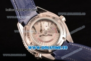 Omega Planet Ocean Clone Omega 8500 Automatic Steel Case with Blue Dial White Stick Markers and Blue Rubber Strap (EF)