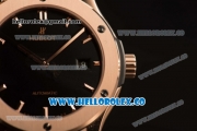 Hublot Classic Fusion Miyota 9015 Automatic Rose Gold Case with Black Dial and Black Leather Strap (AAAF)