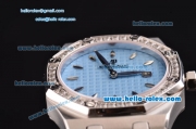 Audemars Piguet Royal Oak Lady Miyota OS2035 Quartz Steel Case with Diamond Bezel Blue Dial and Blue Rubber Strap