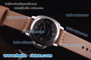 Panerai Luminor Base Pam 219 Asia 6497 Manual Winding Steel Case with Black Dial and Brwon Leather Strap