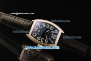 Franck Muller Casablanca Automatic Movement Steel Case with Black Dial and Black Leather Strap