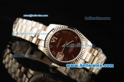 Rolex Datejust Automatic Movement Full Steel with ETA Coating Case and Brown Dial