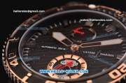 Ulysse Nardin Maxi Marine Diver Asia ST25 Automatic PVD Case with Black Rubber Strap and Black Dial