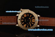 U-Boat U-42 Automatic Movement Steel Case with Black Dial and Brown Leather Strap-Orange Markers U-Boat U-42 Automatic Movement Steel Case with Black Dial and Brown Leather Strap-Orange Markers
