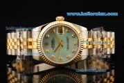 Rolex Datejust Automatic Movement ETA Case with Blue MOP Dial and Two Tone Strap
