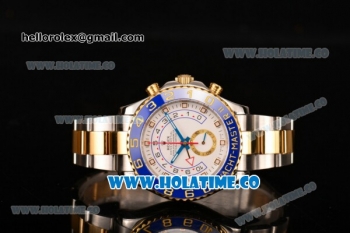 Rolex Yachtmaster II Swiss Valjoux 7750 Automatic Yellow Gold/Steel Case with White Dial Blue Bezel and Dot Markers (BP)