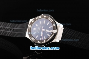 Hublot Big Bang King Asia 2892 Automatic Movemove Silver Case with Ceramic Bezel-Stick Markers and Black Rubber Strap
