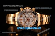 Rolex Daytona Chrono Swiss Valjoux 7750 Automatic Yellow Gold Case/Bracelet with Ceramic Bezel White Dial and Diamonds Markers (BP)