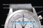 Rolex Pre-Daytona Chrono Miyota OS20 Quartz Steel Case with White Dial Stick Markers and Grey Nylon Strap