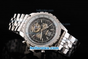 Breitling for Bentley Tourbillon Automatic White Case with Black Dial and SS Strap