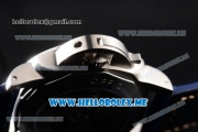 Panerai Luminor GMT PAM437 Asia ST25 Automatic Steel Case with Blue Dial and Blue Leather Strap Arabic Numeral Markers