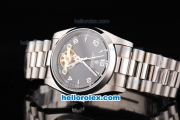 Rolex Air King Oyster Perpetual Tourbillon Automatic Movement Silver Case with Black Dial and SS Strap