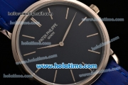 Patek Philippe Calatrava Miyota OS2035 Quartz Steel Case with Blue Dial and Stick Markers