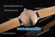 Cartier Ballon Bleu De Small Swiss Quartz Steel Case with Blue Dial White Roman Numeral Markers and Blue Leather Strap