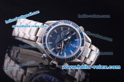 Omega Seamaster Chronograph Miyota Quartz Full Steel with Blue Bezel and Blue Dial-7750 Coating