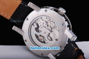 Patek Philippe Skeleton Manual Winding Movement with Blue Marking and Black Leather Strap