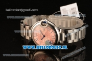 Cartier Ballon Bleu De Medium Swiss ETA 2671 Automatic Steel Case Pink Dial Roman Numeral Markers and Steel Bracelet - 1:1 Original