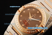 Omega Constellation Automatic Movement Steel Case with Brown Dial and Diamond Markers/Bezel