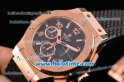 Hublot Big Bang Chrono Clone HUB4100 Automatic Rose Gold Case with Black Rubber Strap and Black Dial - 1:1 Original