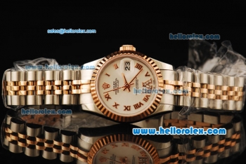 Rolex Datejust Automatic Movement ETA Coating Case with Rose Gold Bezel and Roman Numerals-Two Tone Strap