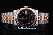 Rolex Datejust Oyster Perpetual Automatic Rose Gold Bezel with Black Dial and White Number Marking-Small Calendar