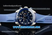 Omega Seamaster Planet Ocean Chrono Clone Omega 9300 Automatic Steel Case with Blue Dial and Blue Rubber Strap (EF)
