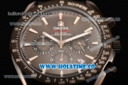 Omega Speedmaster Moonwatch Co-Axial Chronograph Miyota OS20 Quartz PVD Case with Black Dial Leather Strap and White Stick Markers