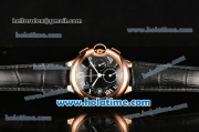 Cartier Ballon Bleu De Medium Chrono Miyota Quartz Rose Gold Case with Black Dial and Roman Numeral Markers