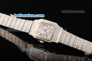 Cartier Santos Swiss ETA 2671 Automatic Movement Full Steel with White Dial and Black Roman Numeral Markers-Lady Model