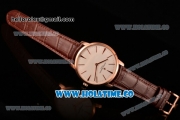 Vacheron Constantin Patrimony Miyota 9015 Automatic Rose Gold Case with White Dial Brown Leather Strap and Stick Markers