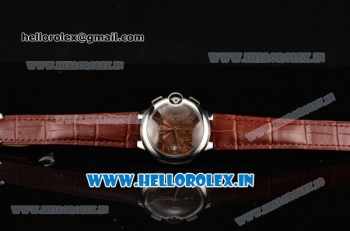 Cartier Ballon Bleu De Medium Chrono Miyota OS20 Quartz Steel Case with Brown Leather Strap and Brown Dial