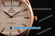 Omega De Ville Tresor Master Co-Axial Clone 8800 Automatic Rose Gold Case with White Dial and Brown Leather Strap - (YF)