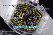 Richard Mille RM 011 Felipe Massa Flyback Chronograph Swiss Valjoux 7750 Automatic Sapphire Crystal Case with Skeleton Dial Yellow Inner Bezel and Aerospace Nano Translucent Strap